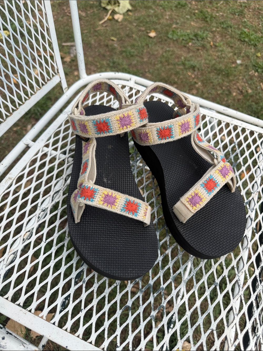 Teva platform sandal Velcro knit patchwork